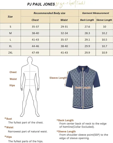 Vista 6 de PJ PAUL JONES Camisas polo para hombre, camisas vintage de los años 70, polo de punto en contraste