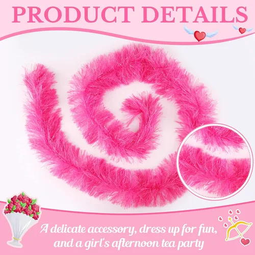 Vista 3 de Jexine 8 Boas de plumas a granel artificiales esponjosas, decoración para disfraz de boda, suministros de fiesta de té