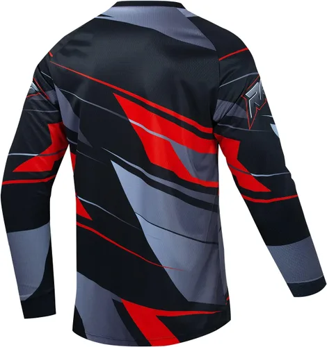 Vista 2 de Hotlion Camisetas de ciclismo de montaña para hombre, manga larga, MTB Off-Road Motocross Downhill Cycling Jersey Top