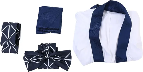 Vista 7 de Haikyuu Disfraz de cosplay de anime para hombre casual bata tipo kimono con bufanda Obi