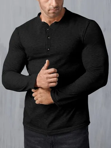 Vista 4 de Wihion Camisetas de manga larga para hombre, estilo casual, camisetas básicas