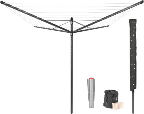 Vista 17 de Brabantia Lift-O-Matic Advance - Tendedero de 4 brazos para exteriores (164 pies / Ø 1.97 pulgadas) de altura ajustable, tendedero plegable + estaca