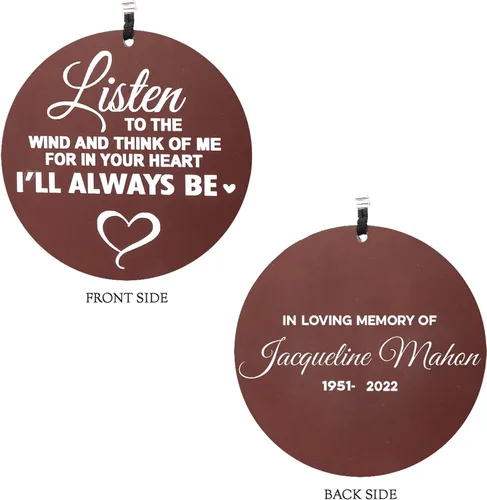 Vista 3 de PORTHO Carillón de viento conmemorativo personalizado, "Escucha el viento", regalo personalizado de condolencia, recuerdo y duelo - Campana