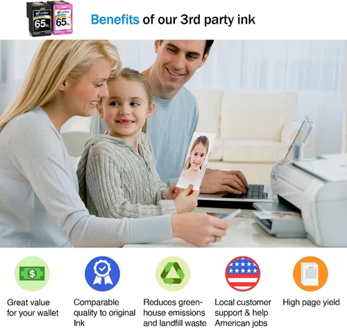 Vista 2 de Cartlee Cartuchos de tinta remanufacturados de repuesto para HP 65XL 65 XL para impresora DeskJet 2600 2622 2635 2652 2655 3700 3720 3722 3752 3755