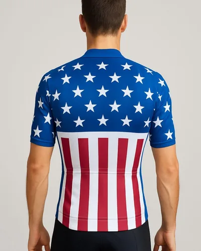 Vista 5 de Lo.gas Camiseta de ciclismo de Estados Unidos para hombre, manga corta, camisetas de ciclismo con bandera americana, ropa de bicicleta de carretera