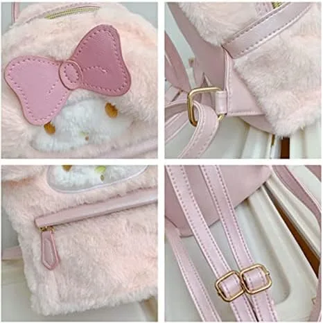 Vista 6 de ocypet Mochila de felpa de dibujos animados lindo suave y peludo, bolso Kawaii para niñas con llavero, Style-1