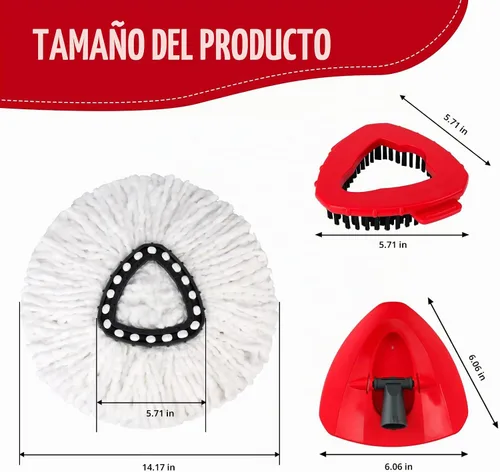 Vista 5 de Juego de 3 cabezales de repuesto para mopa giratoria para el sistema de 1 tanque O-Cedar EasyWring, 3 recambios de mopa giratoria de microfibra, 1