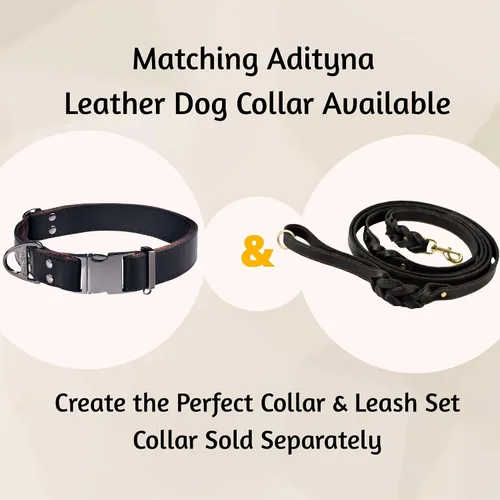 Vista 5 de ADITYNA - Correa de perro de cuero de doble asa de 6 pies - Correa trenzada resistente para perro con asa de tráfico para mastín, Saint-Bernard