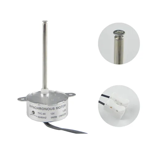Vista 9 de CHANCS Motor Síncrono TYC-40 CA 12V 5RPM Longitud del Eje 33mm para Decoración de Navidad Micro Motor