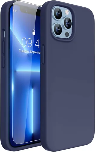 Vista 27 de Miracase Funda diseñada para iPhone 13 Pro Max con protector de pantalla, [forro de microfibra suave antiarañazos], funda protectora de silicona