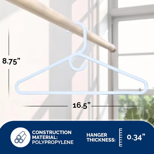 Vista 3 de Perchas de plástico ultra resistentes, fabricadas en Estados Unidos, colgador blanco pesado, colgador de plástico fuerte para chaquetas, pantalones