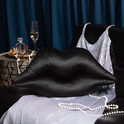 Vista 10 de Ashler Lips Almohadas Decorativas de Terciopelo Suave y Liso con Relleno Incluido Cojín para Sofá Cama Sala de Estar, Rosa, 24 X 12 pulgadas Rosa