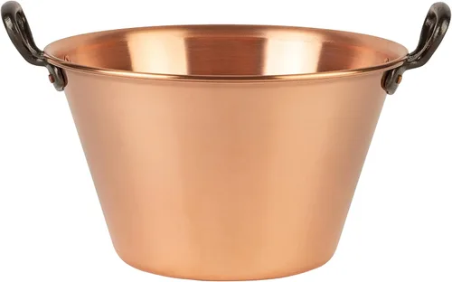 Vista 6 de olla de cobre de 10.4 pulgadas, capacidad de 3.1 cuartos de galón asas de hierro fundido olla de cobre tradicional de Francia para cocinar