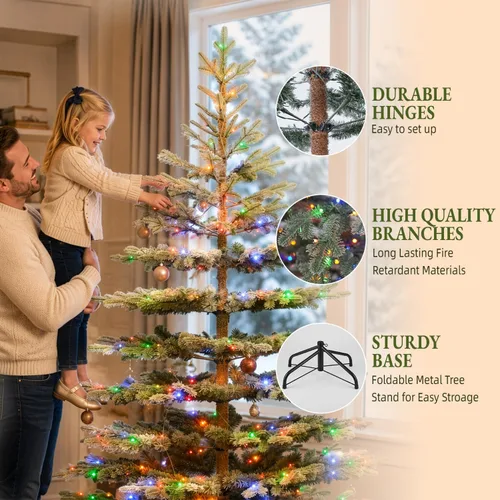 Vista 5 de Árbol de Navidad escaso flocado flocado de 7.5 pies Flocado disperso