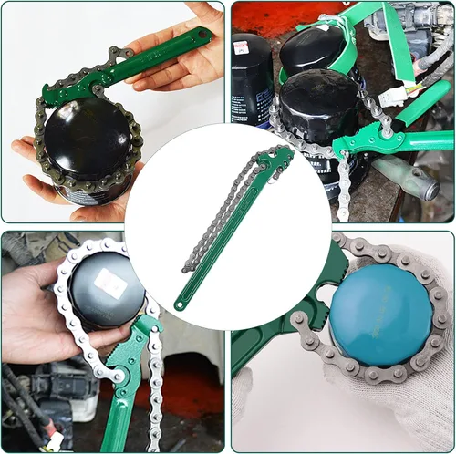 Vista 6 de BokWin Llave de cadena de trinquete de alta resistencia de 16 pulgadas, llave de filtro de aceite ajustable, accesorios de tubería, herramienta