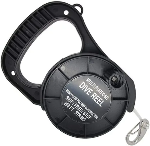 Vista 2 de Scuba Choice Carrete de buceo, línea blanca de 150 pies, mango de plástico, naranja con clip de 2 pulgadas, multiusos, ideal para buceo, pesca