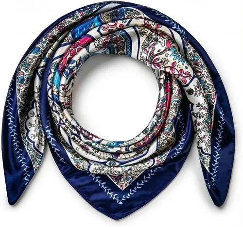 Vista 40 de corciova - Bufanda cuadrada grande para mujer, diadema sedosa para cabello rizado, lazo para dormir por la noche, bandana a la moda, 35 x 35