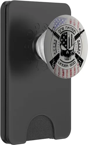 Vista 6 de Bandera militar patriótica de Estados Unidos Warrior One Nation Skull PopSockets MagSafe PopGrip para iPhone