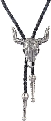 Vista 260 de Jeilwiy Corbata de bolo para hombre, corbata de vaquero occidental, collar de corbata de bolo dorado, corbata de cuero, corbata de Halloween