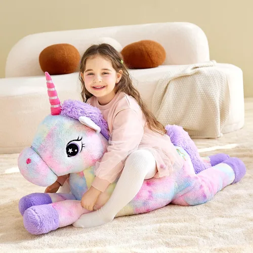 Vista 3 de IKASA Juguete de peluche de unicornio gigante, juguetes suaves grandes y bonitos, enorme tamaño grande, esponjoso, de gran tamaño, regalos