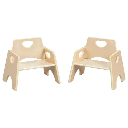 Vista 19 de ECR4Kids Silla apilable de madera para niños pequeños, 15 cm, Muebles para niños, Lavado gris, 2 unidades Gris (Grey Wash)