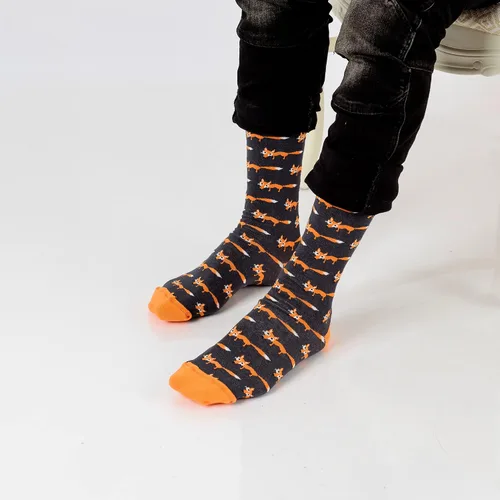 Vista 4 de Calcetines de media pantorrilla para hombre, diseño de animales locos, casual, algodón, talla 9, 13, divertido, colorido, novedad, arte, hombre