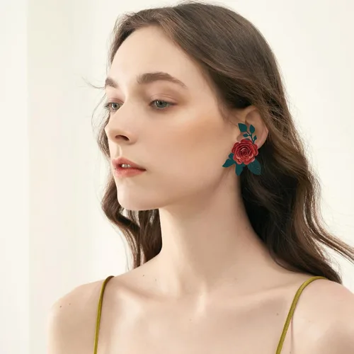 Vista 7 de SUPERDANT Troqueles de corte de flores, aretes de rosa, broche de madera, pinzas para el cabello, troqueladas de cuero, máquina de corte de madera