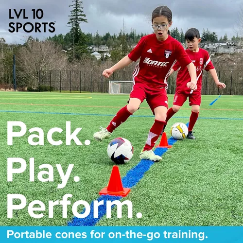Vista 5 de LVL10 Pro - Conos de entrenamiento de fútbol de 6 pulgadas para deportes, para ejercicios de baloncesto, fútbol, baloncesto y agilidad, marcadores