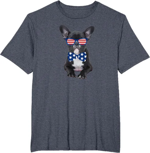 Vista 9 de Funny French Bulldog 4th de julio de Patriótico EE. UU. playera, niños 10, Blanco