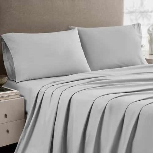 Vista 23 de Linen Closet Sábana bajera ajustable de 100% algodón solamente - Tamaño Full, azul - Tejido de percal nítido, fresco y transpirable, bolsillo