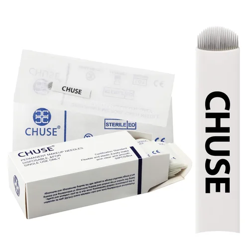 Vista 12 de CHUSE 14 Curvado 50pcs 0.007 in Nano Mircoblading Aguja Maquillaje Permanente Manual Ceja Tatuaje Aguja