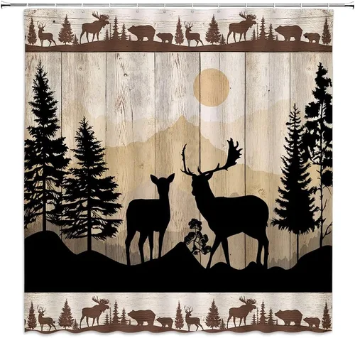 Vista 5 de Juego de 4 cortinas de ducha asiáticas japonesas para baño, gato asiático, divertido, retro, chino, tradicional, pintura de tinta, arte de mariposa