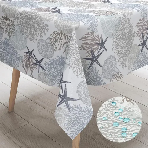 Vista 11 de Mantel redondo náutico costero de 60 pulgadas – Mantel con estampado de océano de playa, impermeable, resistente a las manchas, sin arrugas