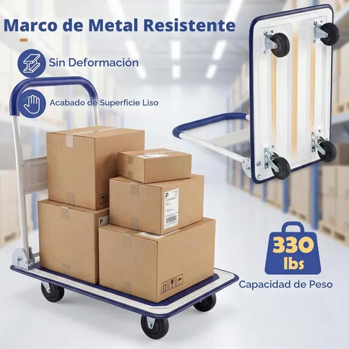Vista 5 de Goplus Carro plegable de la plataforma 330LBS Rolling Flatbed Cart Hand Platform Truck Push Dolly para cargar