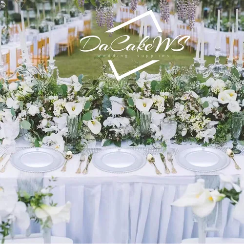 Vista 2 de Platos de carga de acrílico transparente de 33 cm, juego de 10 piezas, redondos para mesa, decoración para bodas, fiestas, eventos