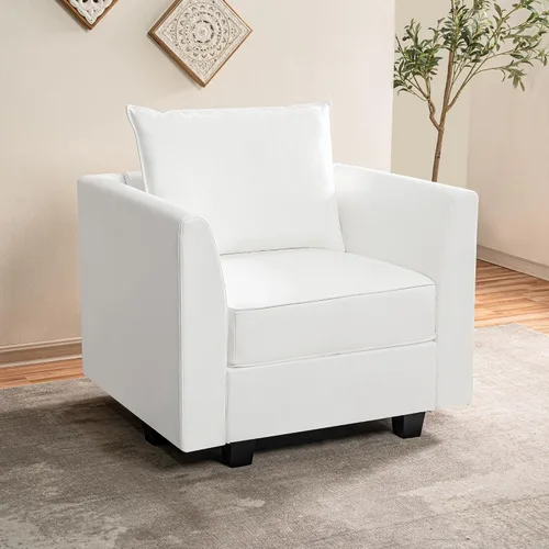 Vista 2 de Naomi Home Elizabeth Modern Air - Juego de muebles de cuero para sala de estar, 3 piezas, sofá biplaza y sillón, Muebles para La Sala Juegos, juego