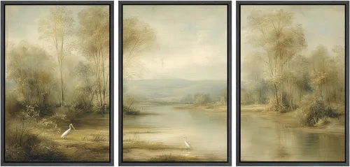 Vista 279 de SIGNWIN Lienzo enmarcado para pared, juego de arte de collage de hojas transparentes en blanco y negro, ilustraciones de naturaleza silvestre, arte