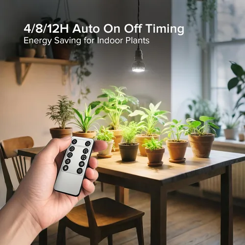 Vista 6 de Bombilla de cultivo regulable SGLEDs para plantas de interior, espectro completo con control remoto, encendido/apagado automático con temporizador