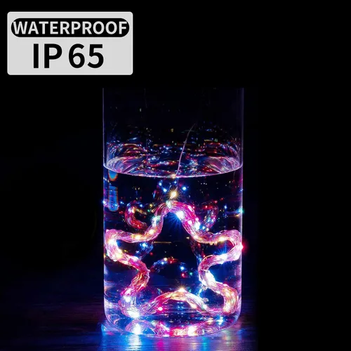Vista 6 de Paquete de 6 luces de hadas a pilas con temporizador remoto, 8 modos de iluminación, 7 pies, 20 luces LED impermeables para Halloween, Navidad