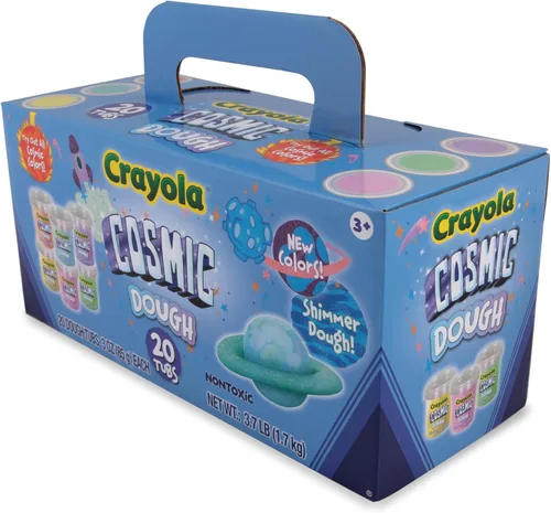 Vista 5 de Crayola Cosmic Dough 20pk x 3oz - Juguetes especiales para niños, recuerdos de fiesta, artículos escolares - Masa para modelar brillante no tóxica