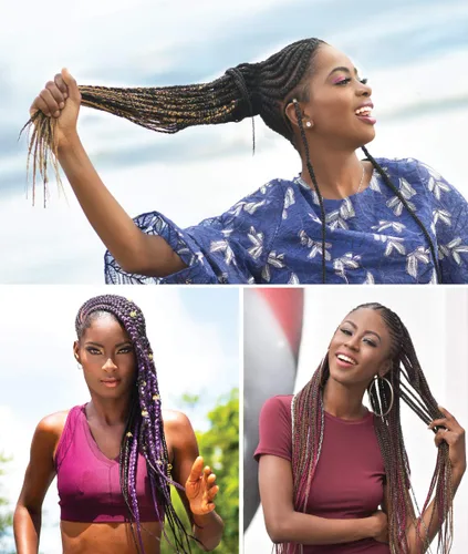 Vista 8 de REALISTIC - Paquete múltiple. Trenzas preestiradas X-Pression 3X Ghana desplegadas 40 pulgadas, 100% kanekalon, fáciles de trenzar, sin nudos, se
