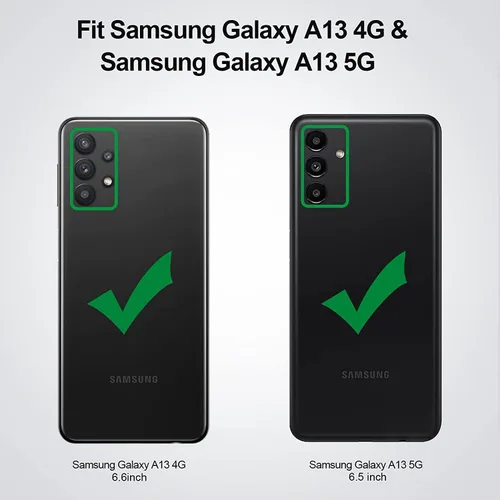 Vista 2 de Funda para Samsung Galaxy A13 4G-5G: con película a prueba de explosiones [2 unidades] y película protectora de pantalla para lente de cámara