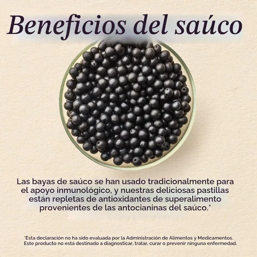 Vista 5 de Nature's Way Sambucus Pastillas de zinc con saúco y vitamina C, sabor miel y limón, 24 pastillas