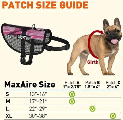 Vista 50 de Dogline MaxAire - Chaleco de malla para perros de 13 a 16 pulgadas y 2 parches extraíbles Adopt Me, talla S, color negro