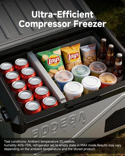 Vista 4 de BODEGA Refrigerador portátil de 12 V, refrigerador de acero inoxidable de 47 cuartos de galón con divisor extraíble para modos MAX/ECO de doble zona
