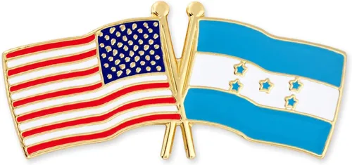 Vista 140 de PinMart Pin de solapa esmaltado con bandera de la amistad cruzada de Estados Unidos y el mundo