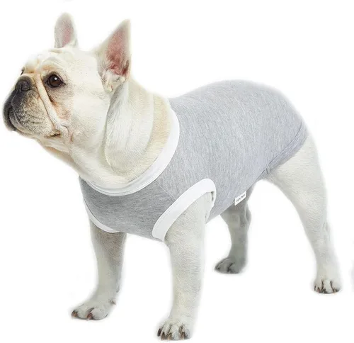 Vista 9 de Camiseta sin mangas para perro, camisas de algodón para perros, camisetas sin mangas, suave, transpirable, fresca para perro, ropa para mascotas