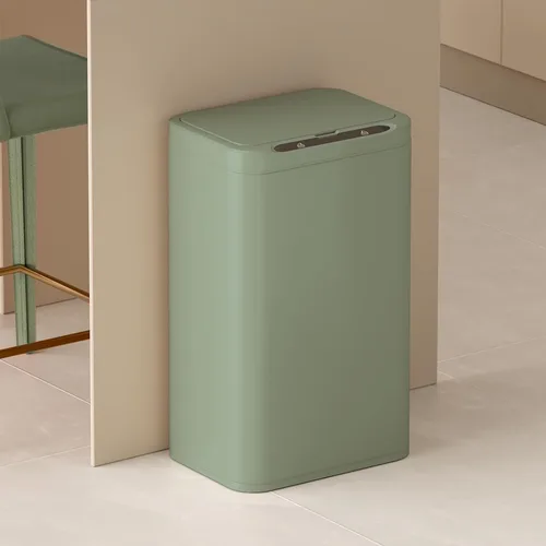 Vista 17 de ELPHECO Basurero de acero inoxidable para oficina, con sensor de movimiento, sin contacto, cubo de basura inteligente automático para cocina, Verde