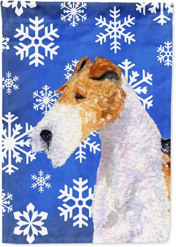 Vista 278 de Caroline's Treasures SC9374GF Bulldog English Snow flakes Holiday Garden Flag Buzón Bandera decorativa para patio exterior, patio, obras de arte