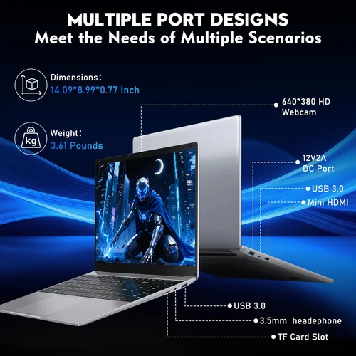Vista 6 de NIAKUN Laptop Window 11 Pro 2026, 15.6 pulgadas de regazo superior, 16 GB de RAM 256 GB SSD PC, procesador M3-6Y30, pantalla FHD, WIFI5, BT4.2